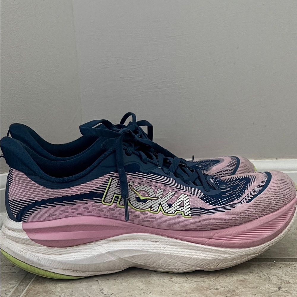 Hoka Women's Pink and Navy Cushioned Athletic Shoes